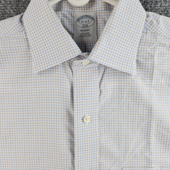 Brooks Brothers Non-Iron 15 2/3 Blue Check Cotton Regent Men Shirt Long Sleeve - Picture 2 of 16